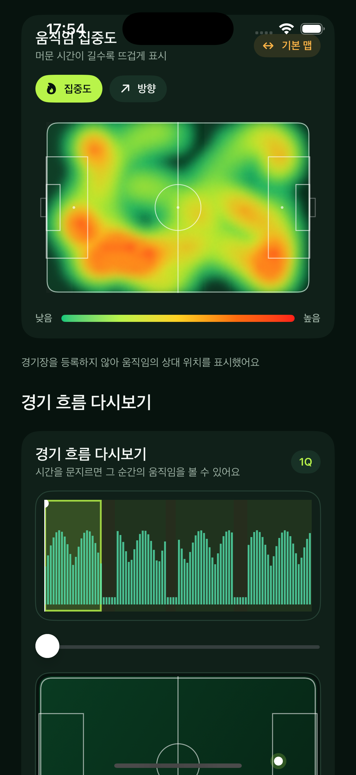 경기 흐름과 움직임 리플레이 화면